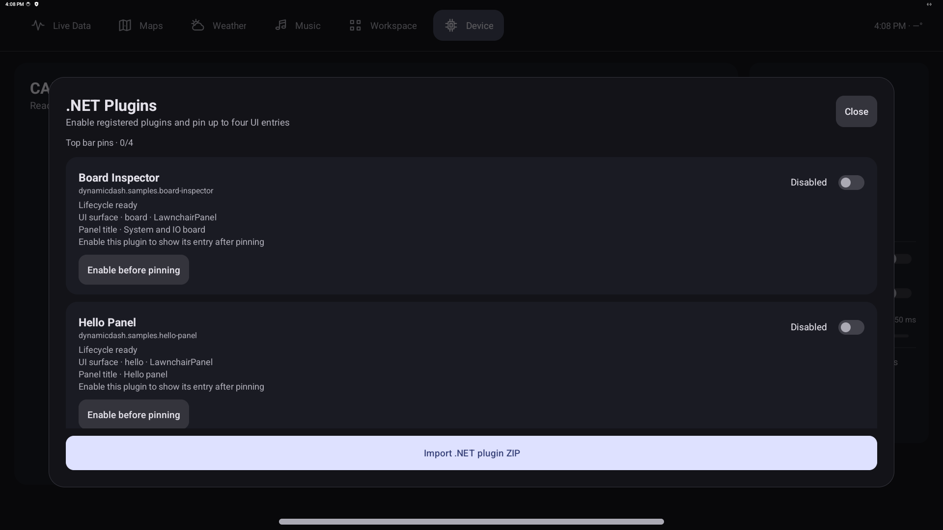 The on-device .NET plugin manager