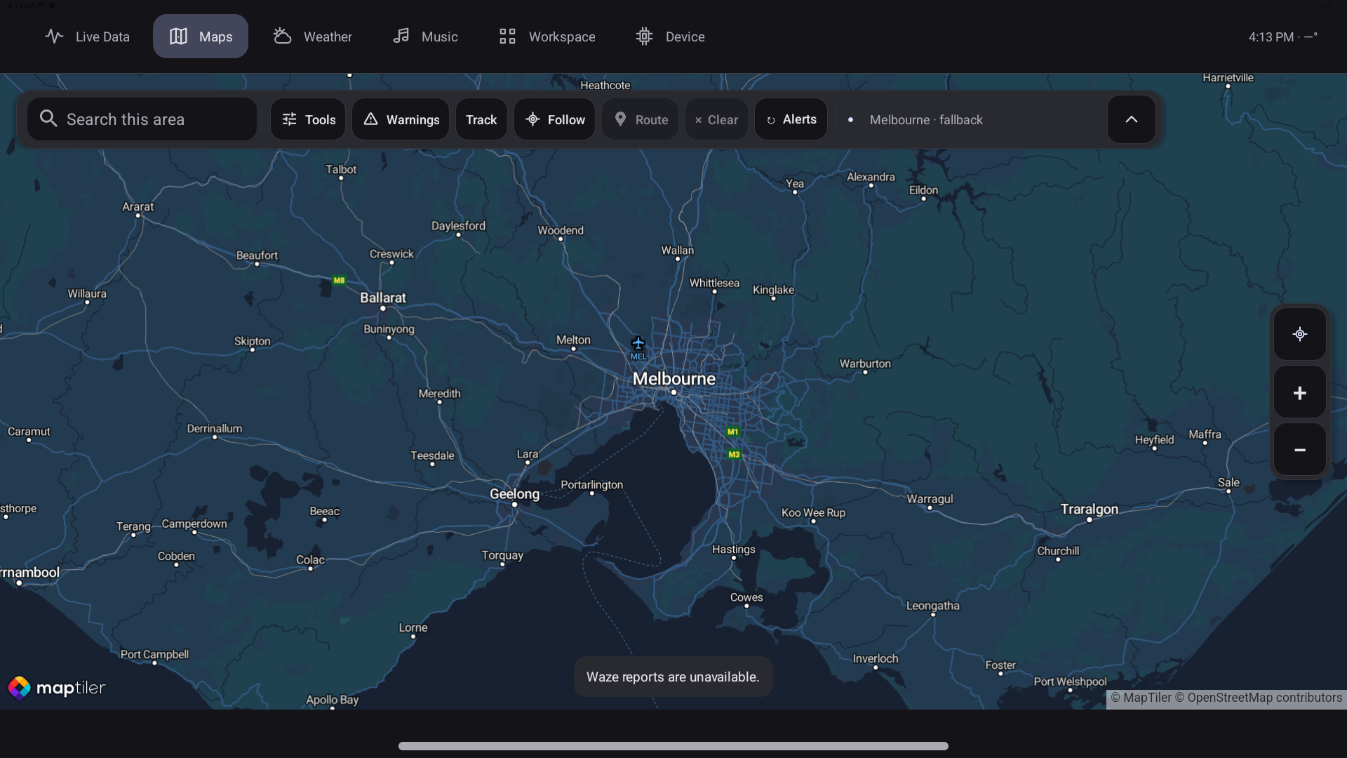 Dynamic Dash map workspace on the device